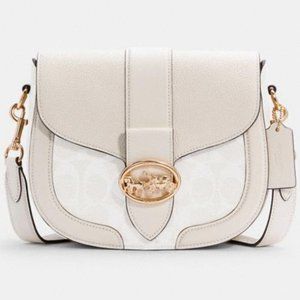 C2806 Coach Georgie Saddle Bag In Signature Canvas NWT